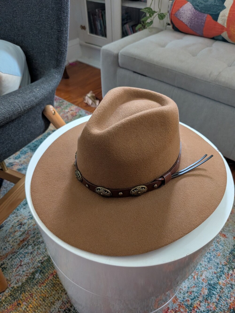 Macchia di Ruggine Wool Rancher Hat Camel Western Concho Wide Brim Fedora NWOT - Picture 3 of 6